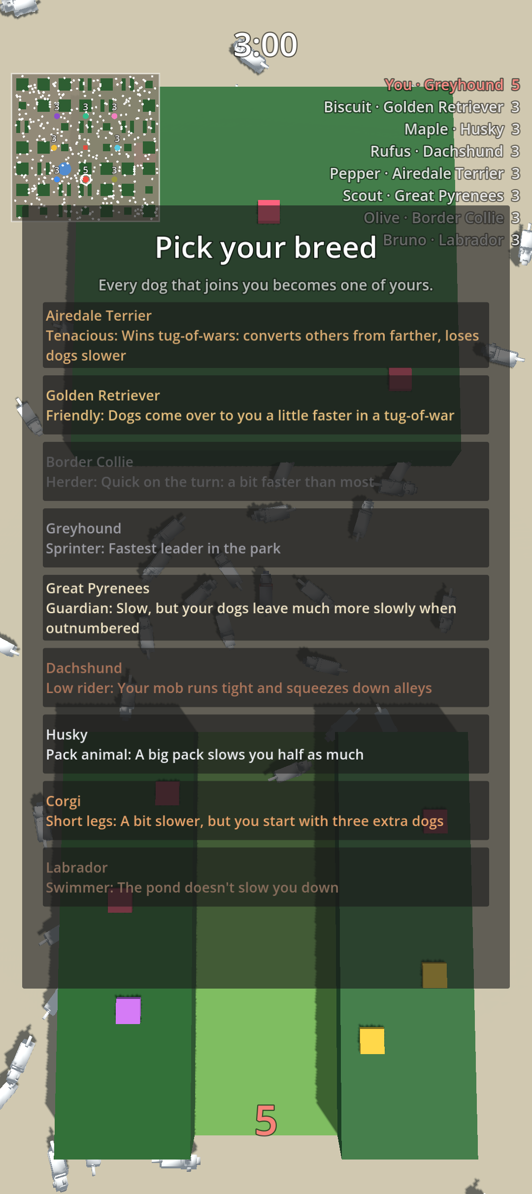 Picking a breed before the match